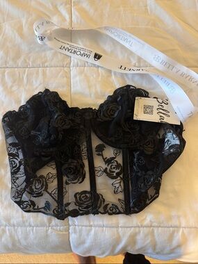 Bella Barnett Black Floral Lace Longline Bustier